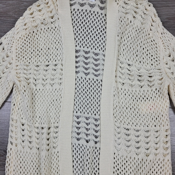 JUSTICE Girls Cream Hooded Open Knit Cardigan Sweater Size 12 - Picture 4 of 15